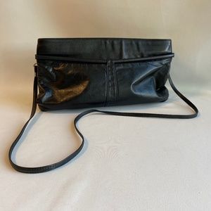 80's  Karnig Mann Black ladies leather evening purse clutch or spaghetti strap